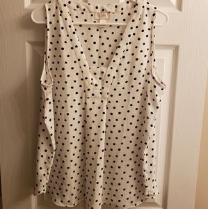 Loft White and Black polka dot blouse